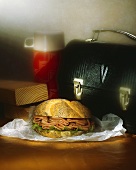 Roast Beef Sandwich on a Poppy Seed Bun; Lunchbox and Thermos