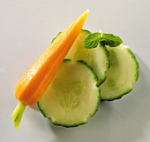 Cucumber slices and carrot