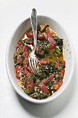 Oven-baked chard and tomatoes