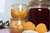 Apricot jam and berry jam