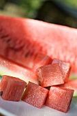 Diced watermelon