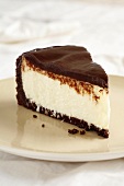 A piece of chocolate cheesecake