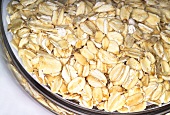 Oat flakes in a glass bowl