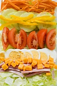 Salad platter with ham and egg