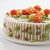 Birthday cake with marzipan roses