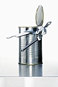 A food tin with a tin opener