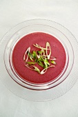 Beetroot soup with spring onions