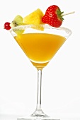 Cocktail with fruit skewer