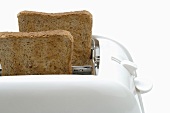 Slices of toast in a toaster