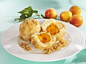 Apricot dumplings with buttered breadcrumbs