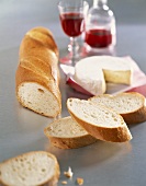 Camembert with baguette and red wine