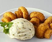 Breaded fried mushrooms with remoulade sauce