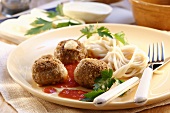 Meatballs with tomato sauce and macaroni