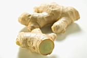 Ginger root, with a piece cut off