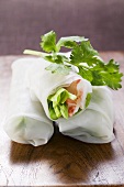 Vietnamese spring rolls with asparagus and shrimps