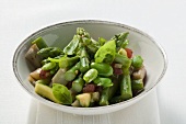 Green asparagus salad with beans and basil