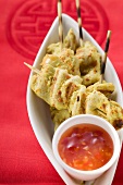 Spicy satay with sweet and sour chili sauce (Indonesia)