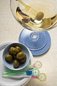 Martini and green olives