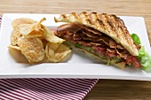 BLT sandwich, toasted, with crisps