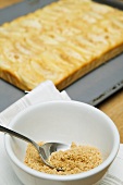 Apple cake and breadcrumbs for sprinkling