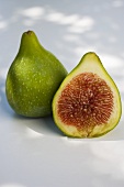 A whole and a half green fig