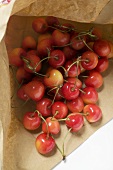 Fresh cherries in paper bag
