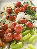 Roasted cherry tomatoes, celery, spring onions