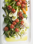 Roasted cherry tomatoes, celery, spring onions, carrots