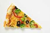 A slice of American-style vegetable pizza