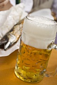 Litre of light beer & Steckerlfisch (fish on stick, Oktoberfest, Munich)