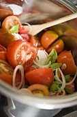 Tomato salad with onions and basil