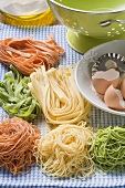 Home-made pasta with ingredients