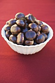 Chestnuts in white bowl