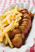 Currywurst (sausage with ketchup & curry powder) and chips