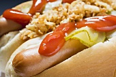Hot Dogs mit Ketchup (Close Up)