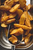 Potato wedges with salt (detail)
