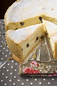 Quark cake with raisins,  pieces cut