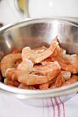 Cooked king prawns in bowl
