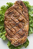 Grilled beef steak from above