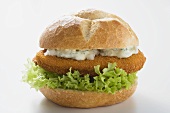 Schnitzel roll with remoulade and lettuce