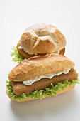 Two schnitzel rolls with remoulade & lettuce