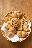 Sweet pastries in bread basket
