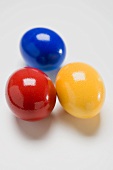 Three coloured eggs
