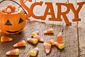 Candy corn (Halloween sweets, USA), pumpkin lantern