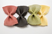 Coloured farfalle, side by side