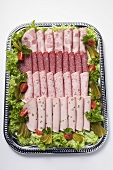 Attractively arranged cold cuts platter
