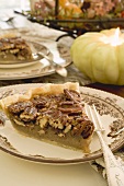 Piece of pecan pie for Thanksgiving