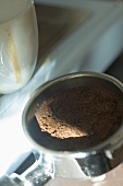 Espresso cup and used coffee grounds