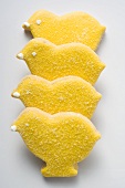 Four Easter biscuits (yellow chicks)