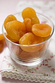 Dried apricots in a glass